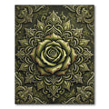 Aged Olive Rose Botanical Medallion Rug