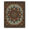 Earthy Orange Sage Mandala Sun Medallion Rug