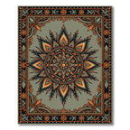 Earthy Orange Sage Mandala Sun Medallion Rug