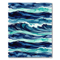 Watercolor Navy Blue And Teal Waves Rug