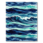 Watercolor Navy Blue And Teal Waves Rug