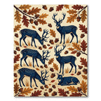 Midnight Forest Elk and Oak Acorns Rug
