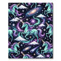 Whimsical Cosmic Unicorn Galaxy Starry Night Rug