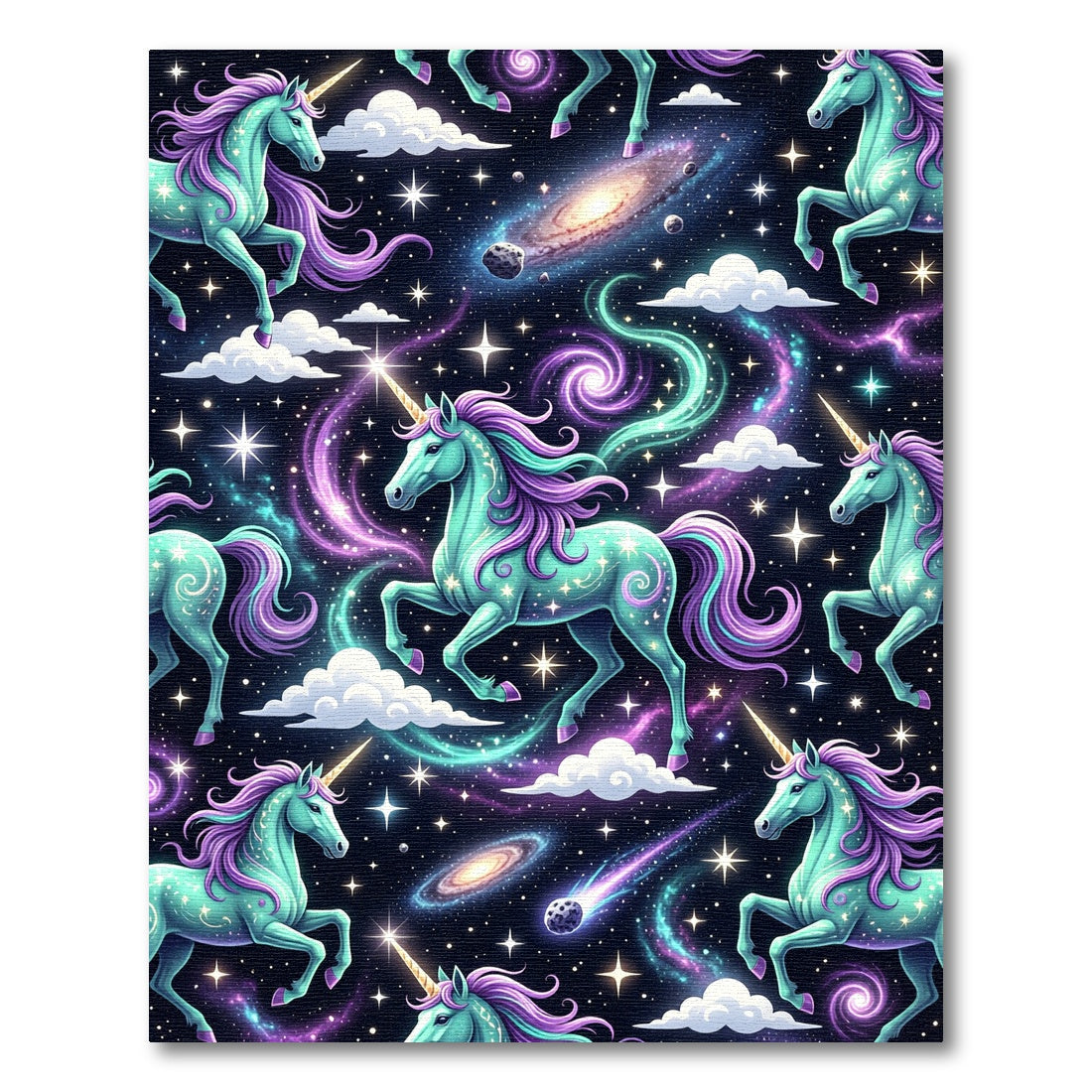 Whimsical Cosmic Unicorn Galaxy Starry Night Rug