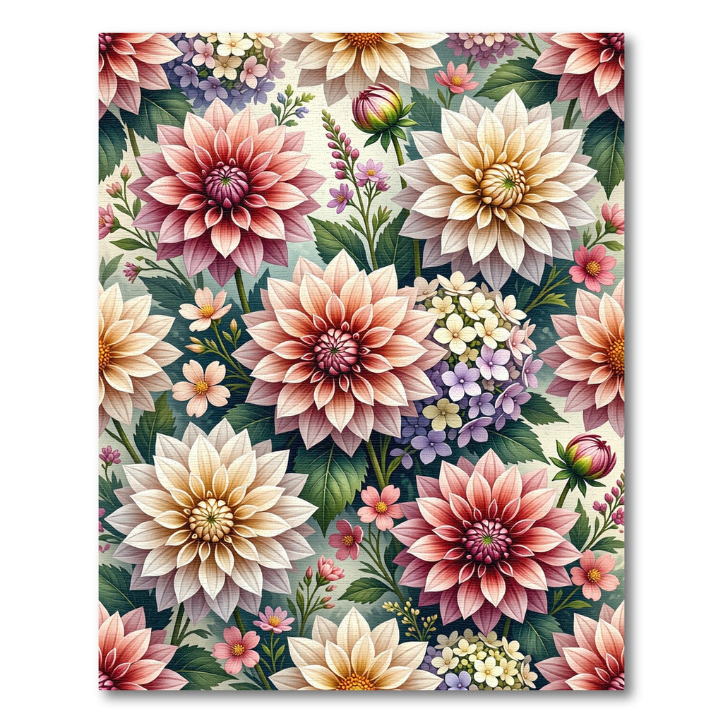 Blooming Pink and Cream Dahlia Bouquet Rug