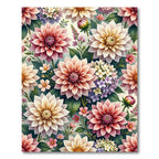Blooming Pink and Cream Dahlia Bouquet Rug