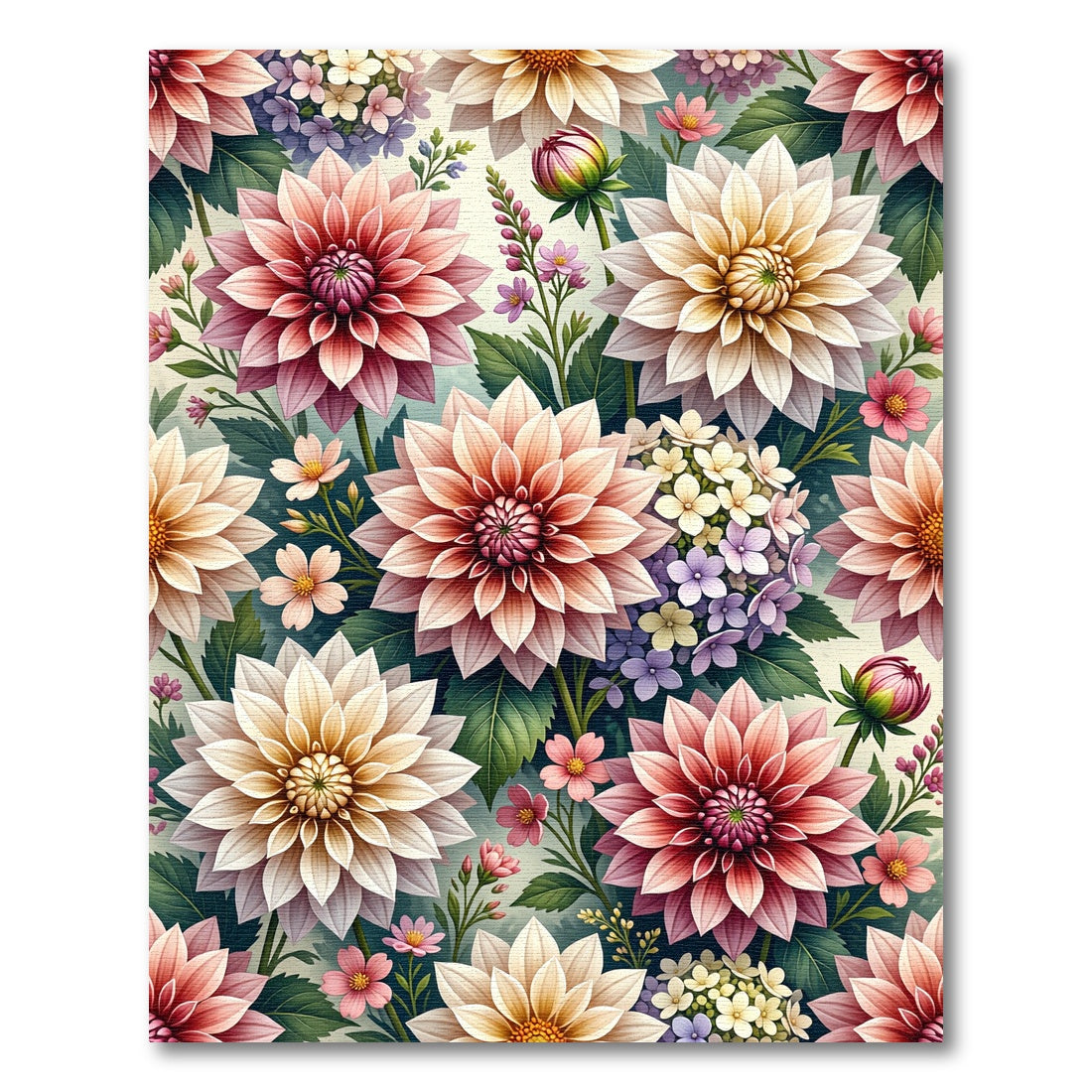 Blooming Pink and Cream Dahlia Bouquet Rug