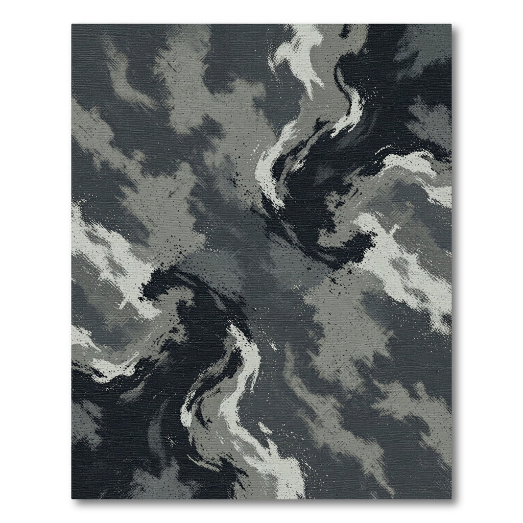 Dark Gray Abstract Swirl Rug