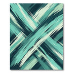 Deep Teal Brushstroke Diagonal Overlay Rug