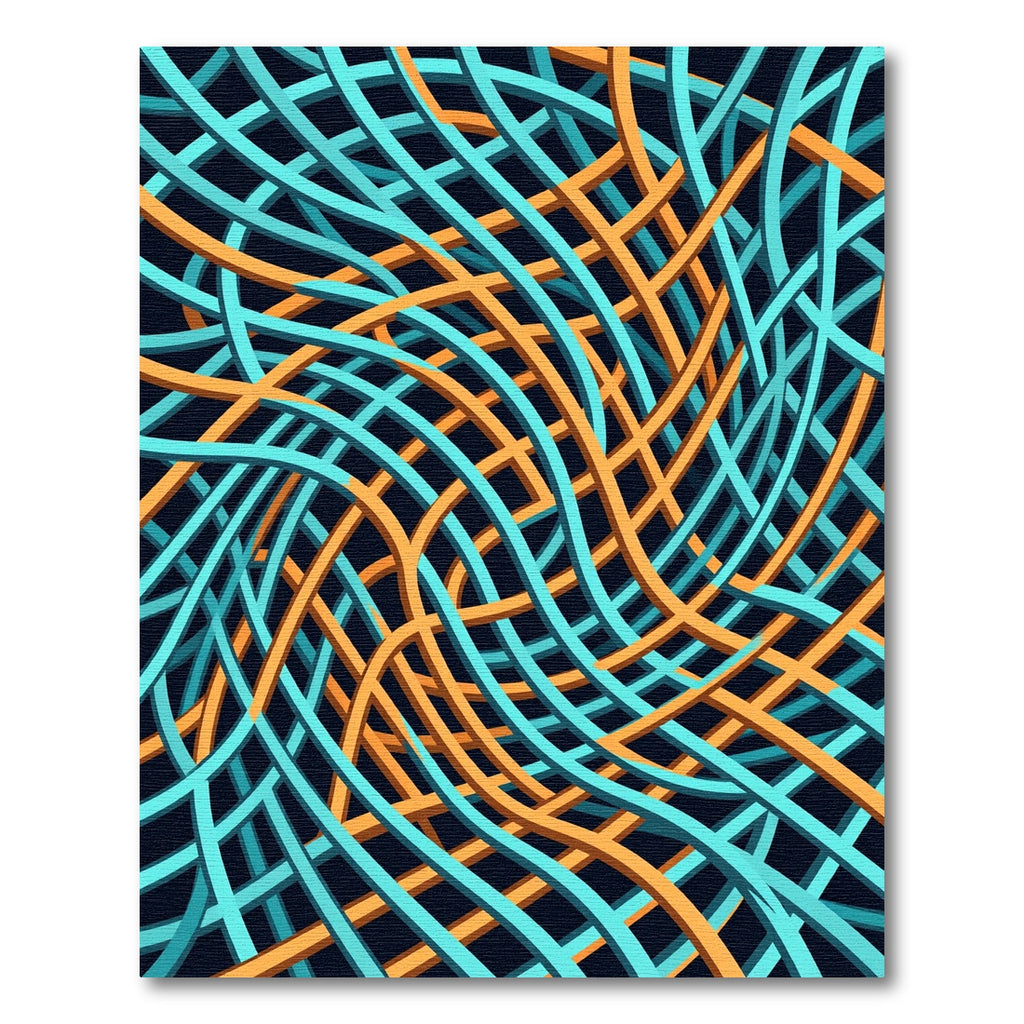 Modern Teal and Gold Woven Grid Rug