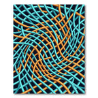 Modern Teal and Gold Woven Grid Rug