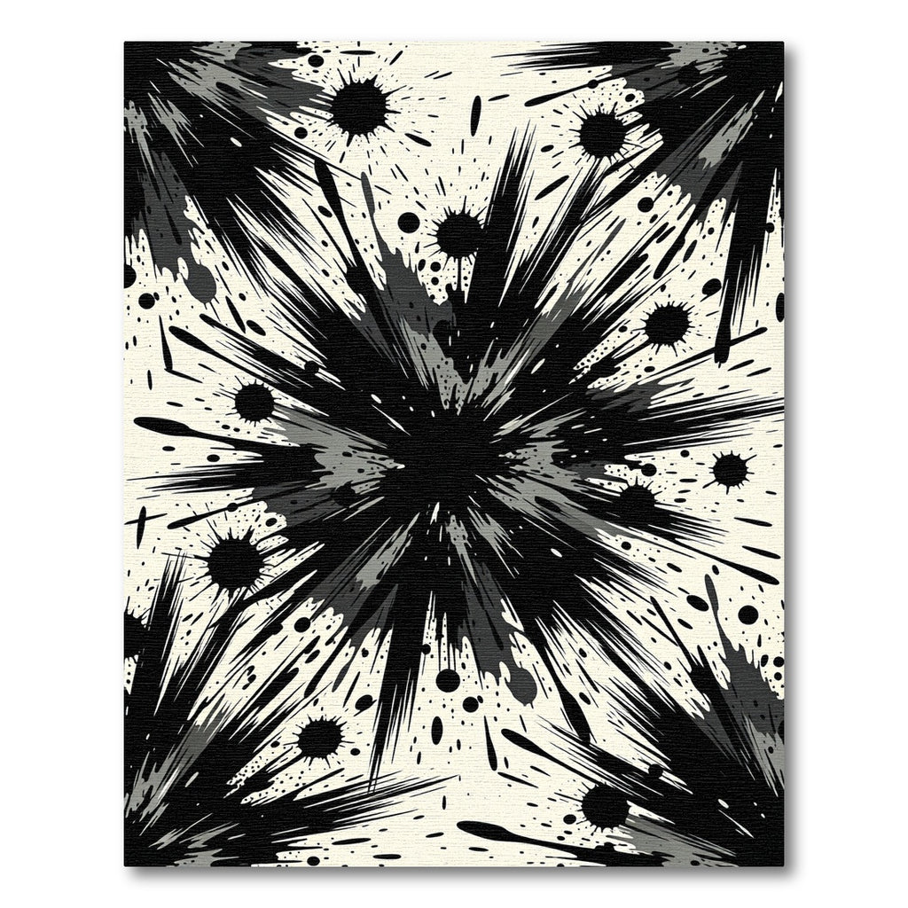 Monochrome Abstract Ink Splash Art Rug