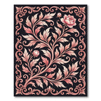 Pink Floral Acanthus Scroll Border Rug