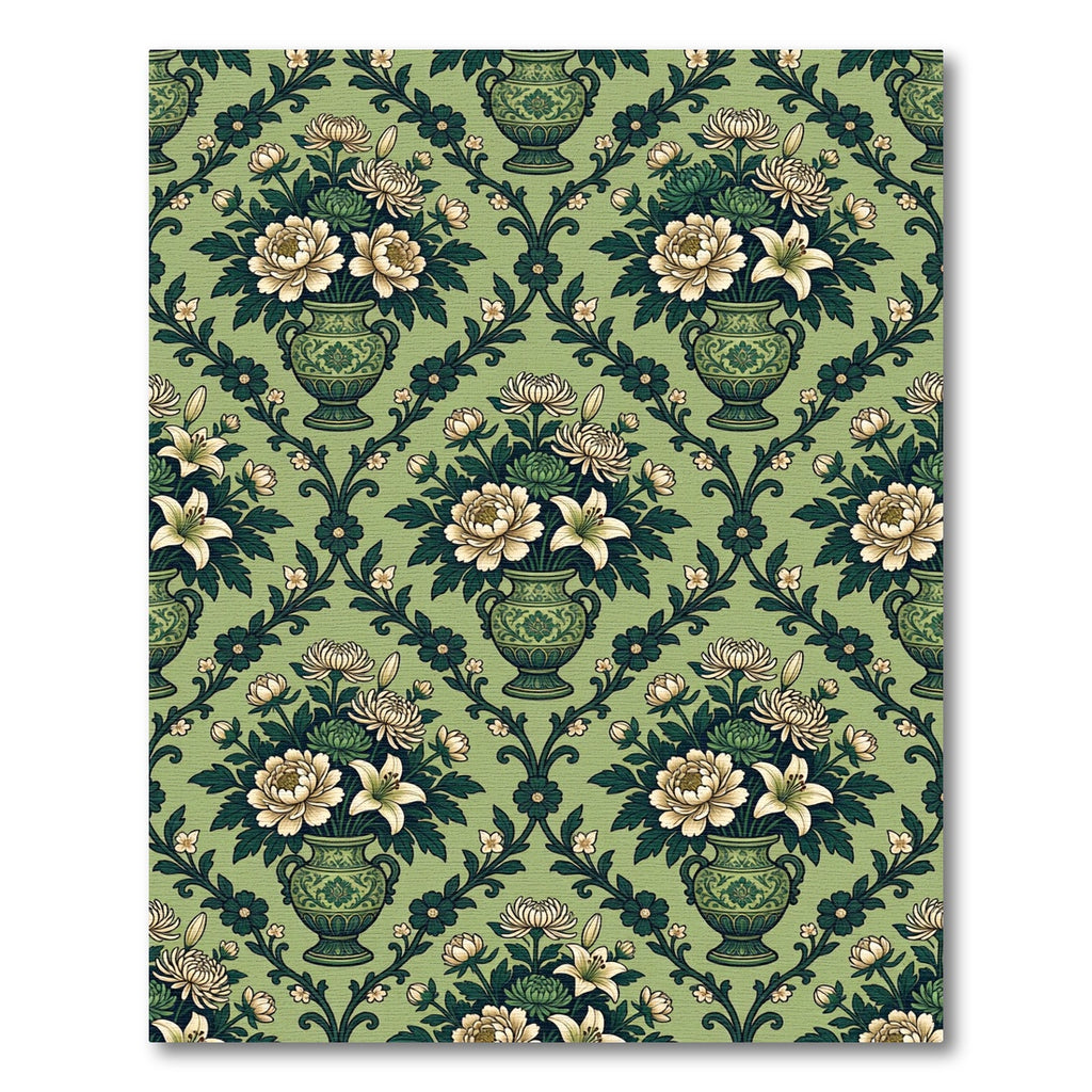 Emerald Green Floral Vase Harmony Rug