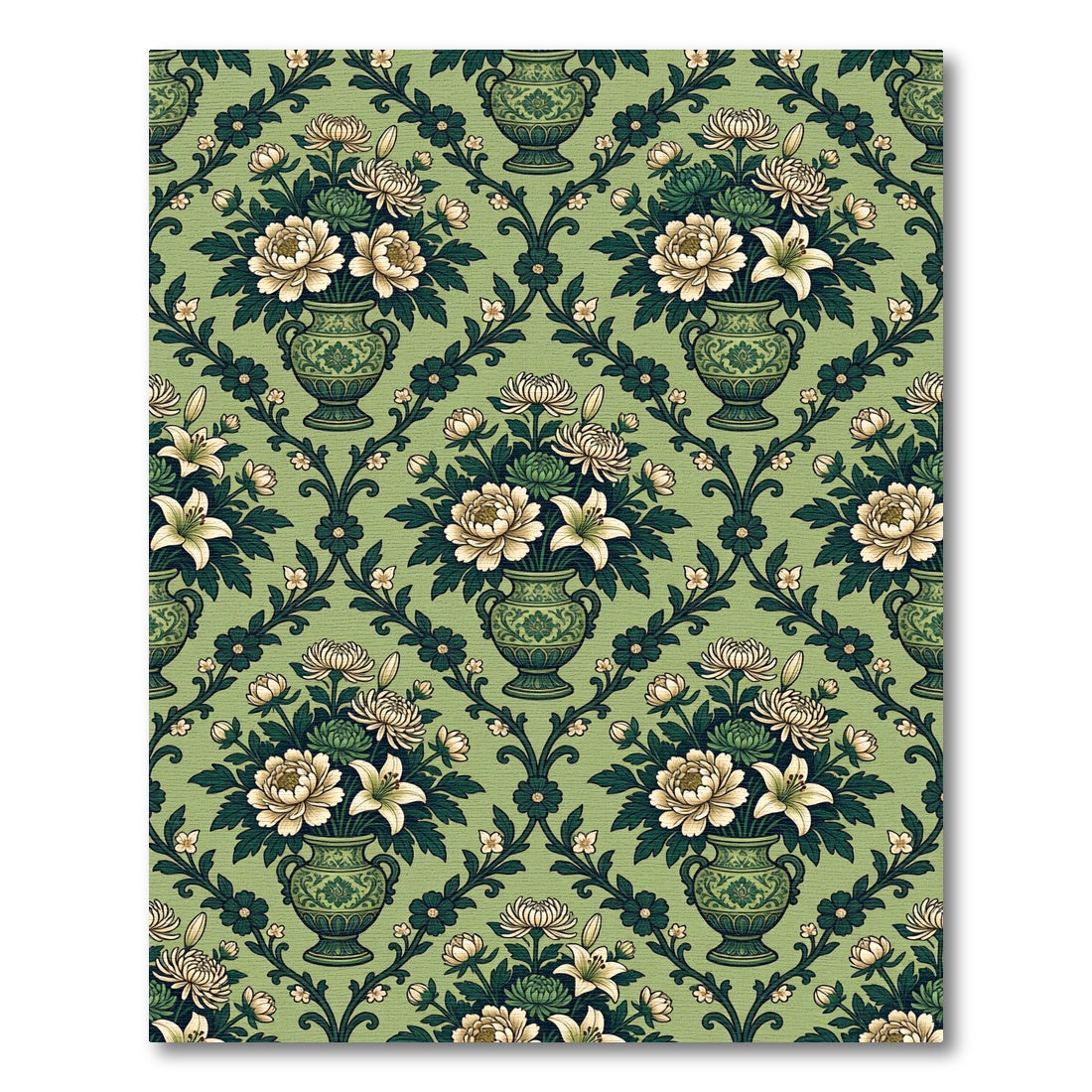 Emerald Green Floral Vase Harmony Rug
