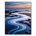 Serene Blue Wavy Coastal Horizon Rug