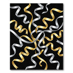 Elegant Gold and Silver Swirling Ribbons Rug