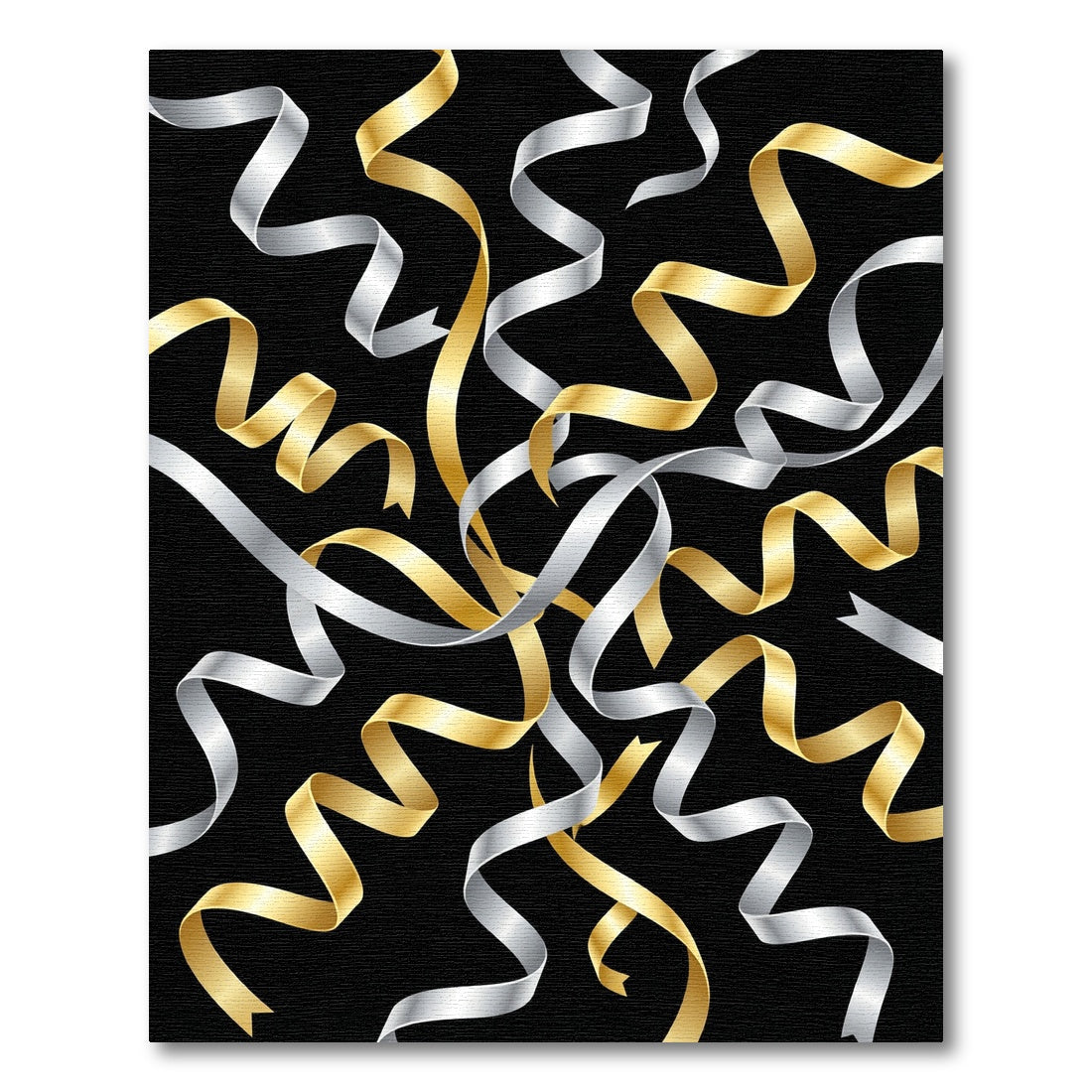 Elegant Gold and Silver Swirling Ribbons Rug