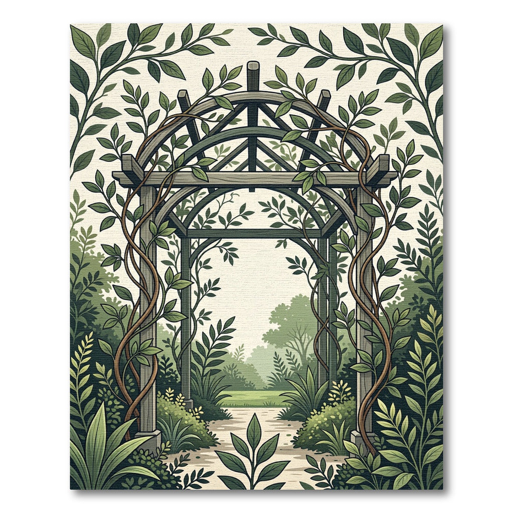 Lush Green Botanical Garden Arch Rug
