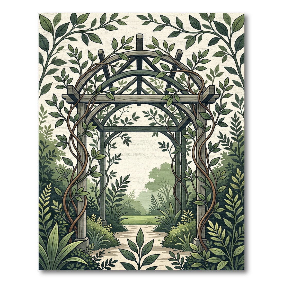 Lush Green Botanical Garden Arch Rug