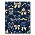 Elegant Navy and Cream Ribbon Bows Rug