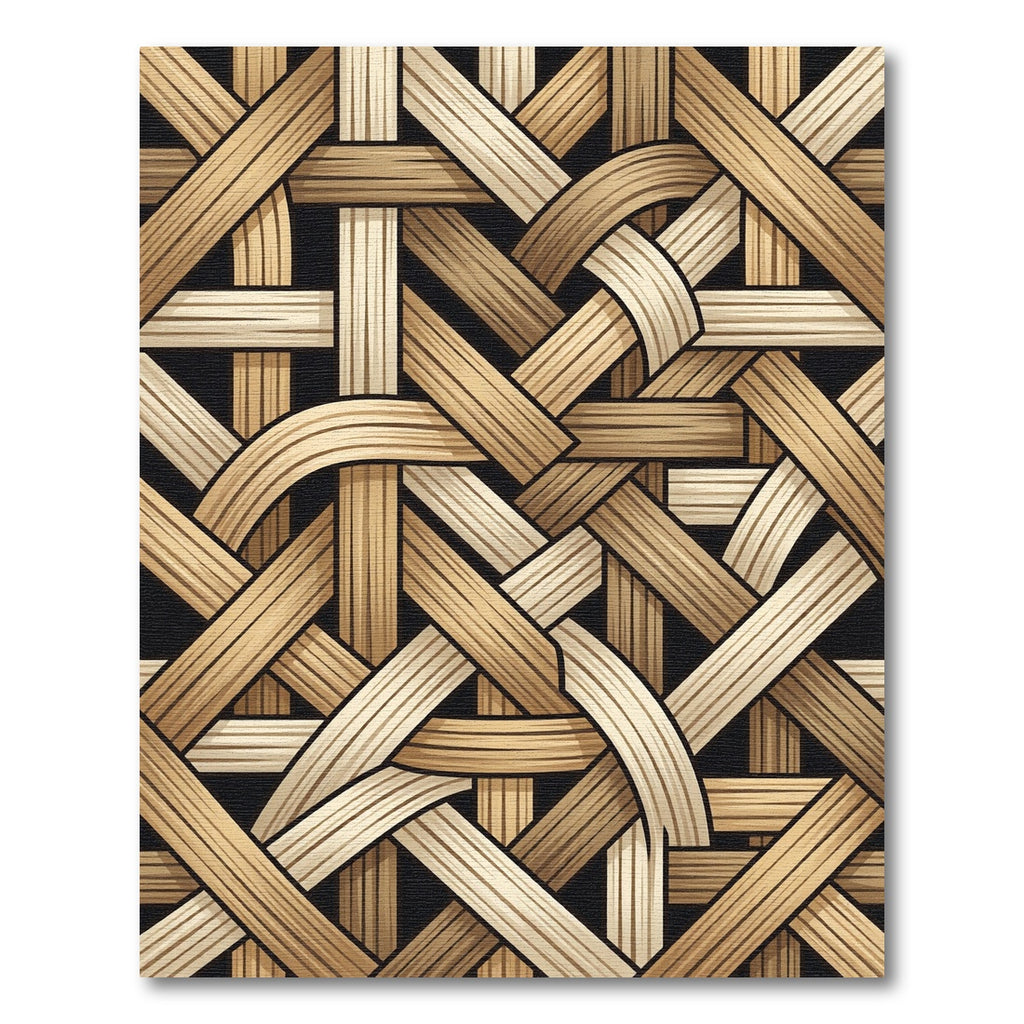 Beige Woven Lattice Basket Weave Rug