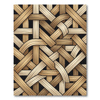 Beige Woven Lattice Basket Weave Rug