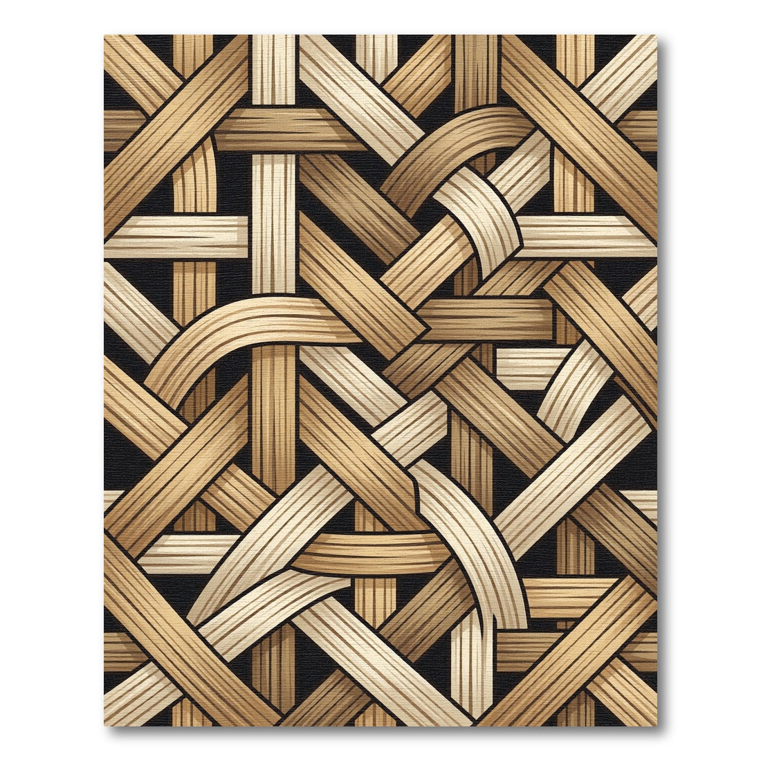 Beige Woven Lattice Basket Weave Rug