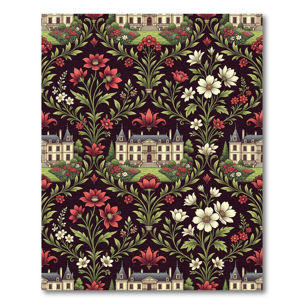 Ornate Chateau Floral Garden Arrangement Rug