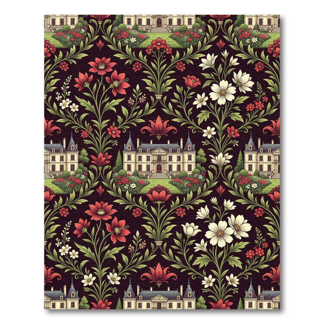 Ornate Chateau Floral Garden Arrangement Rug