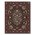 Dark Burgundy Floral Vine Medallion Rug