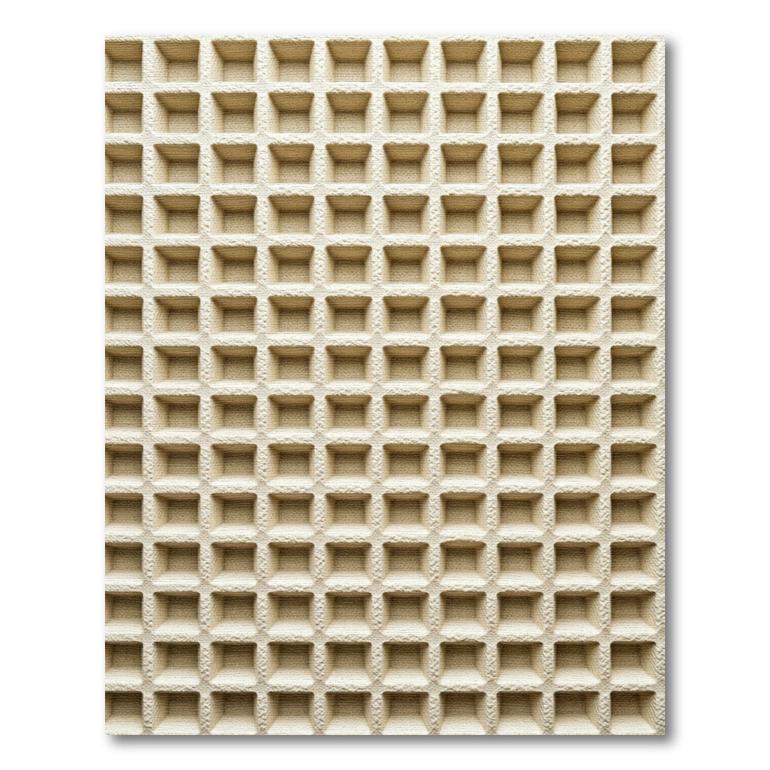 Textured Cream Grid Waffle Rug