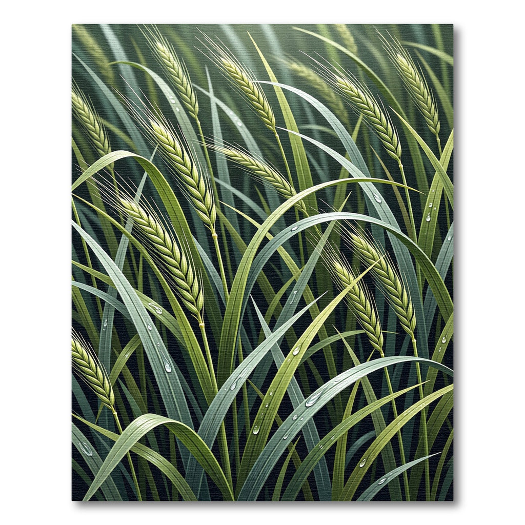 Lush Green Botanical Wheat Grass Rug