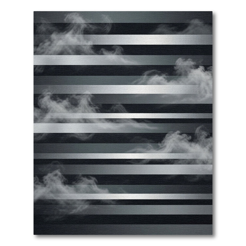 Silver Striped Ethereal Smoke Charcoal Rug