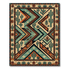 Southwestern Desert Cactus Geometric Area Rug