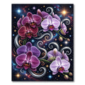 Cosmic Purple Orchid Swirl Art Rug