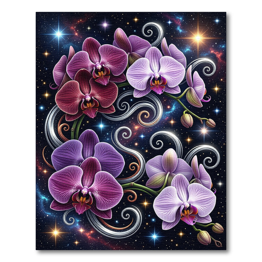 Cosmic Purple Orchid Swirl Art Rug