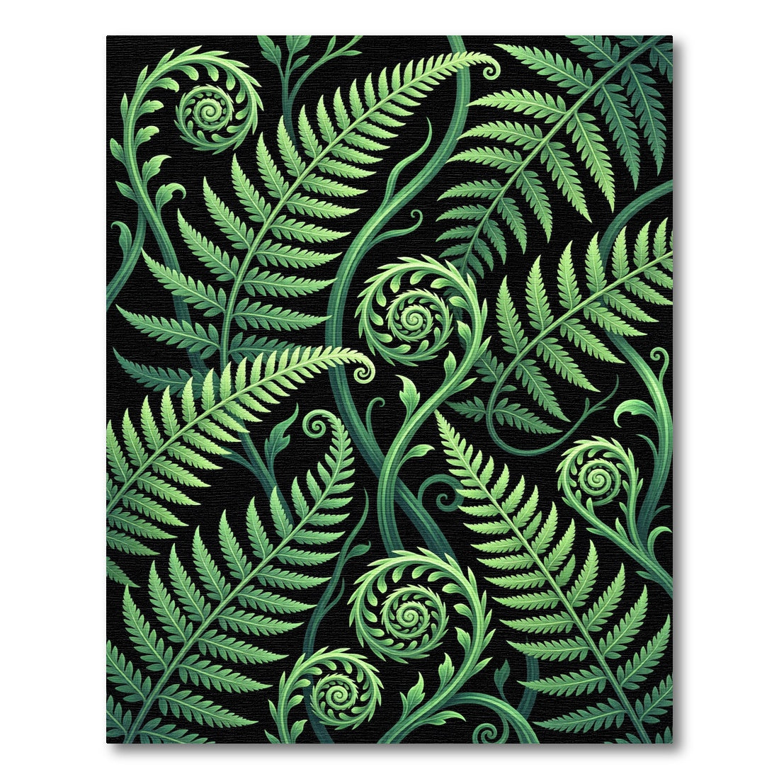 Lush Green Tropical Fern Folio Rug