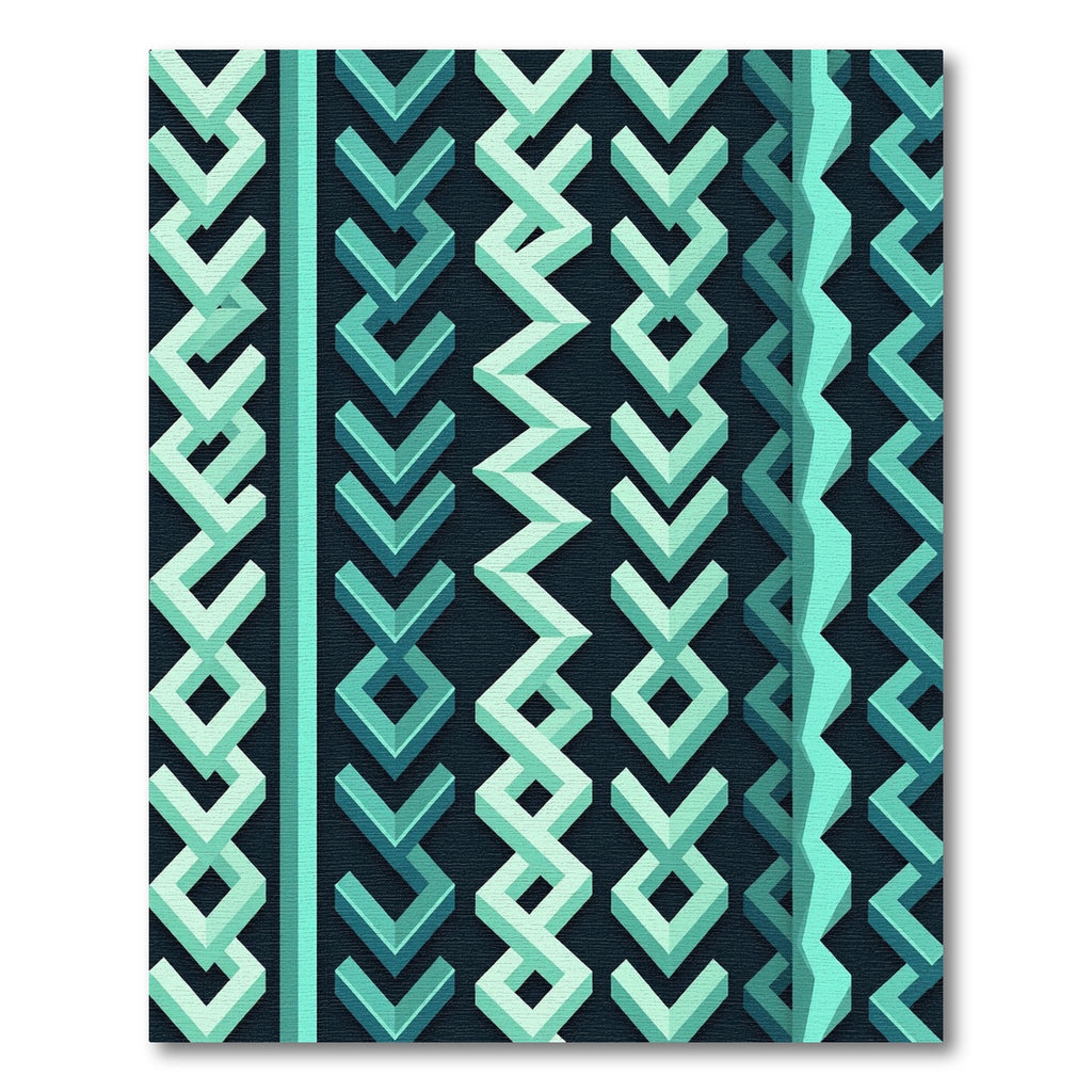 Teal Abstract Geometric Interlocking Shapes Rug