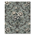 Elegant Sage Damask Rose Floral Rug