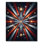 Radiant Red Silver Starburst Rays Rug