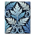 Deep Blue Frosted Fern Scrolls Rug
