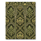 Olive Green Arabesque Pomegranate Scroll Rug