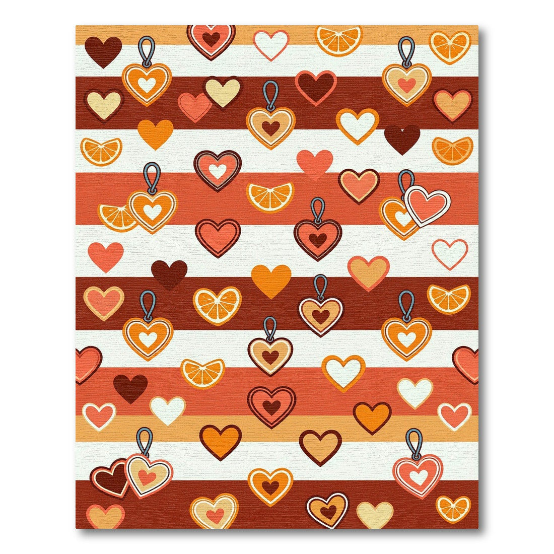 Warm Orange Heart Citrus Stripes Rug