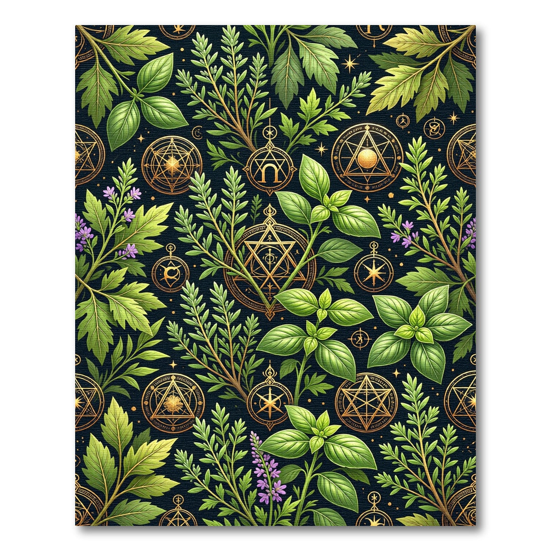 Mystical Golden Herbarium Botanical Alchemy Rug