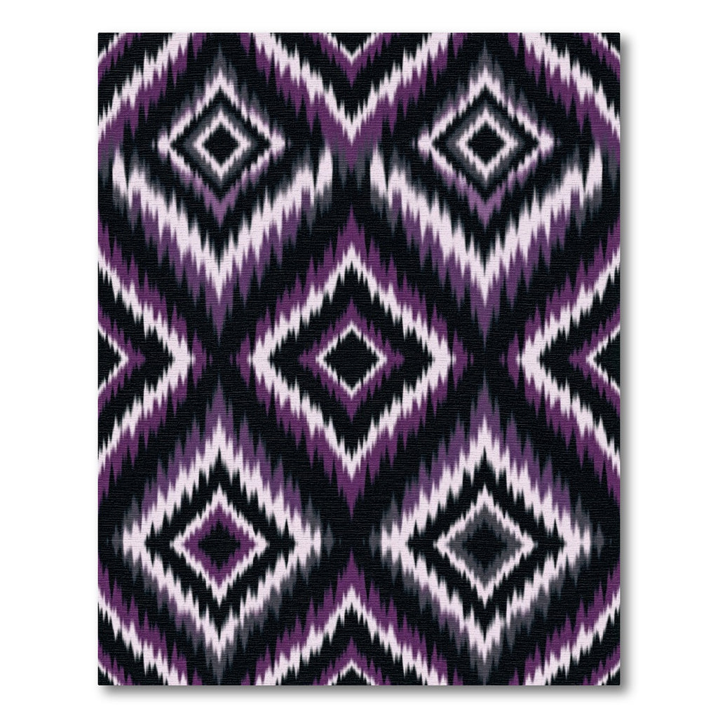 Dark Purple Ikat Diamond Geometric Rug