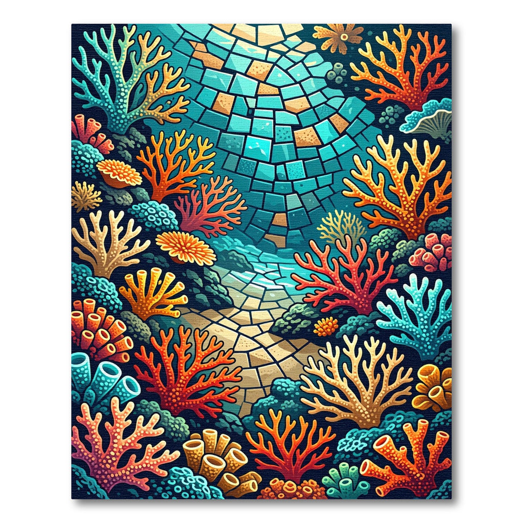 Coastal Coral Reef Mosaic Vibes Rug
