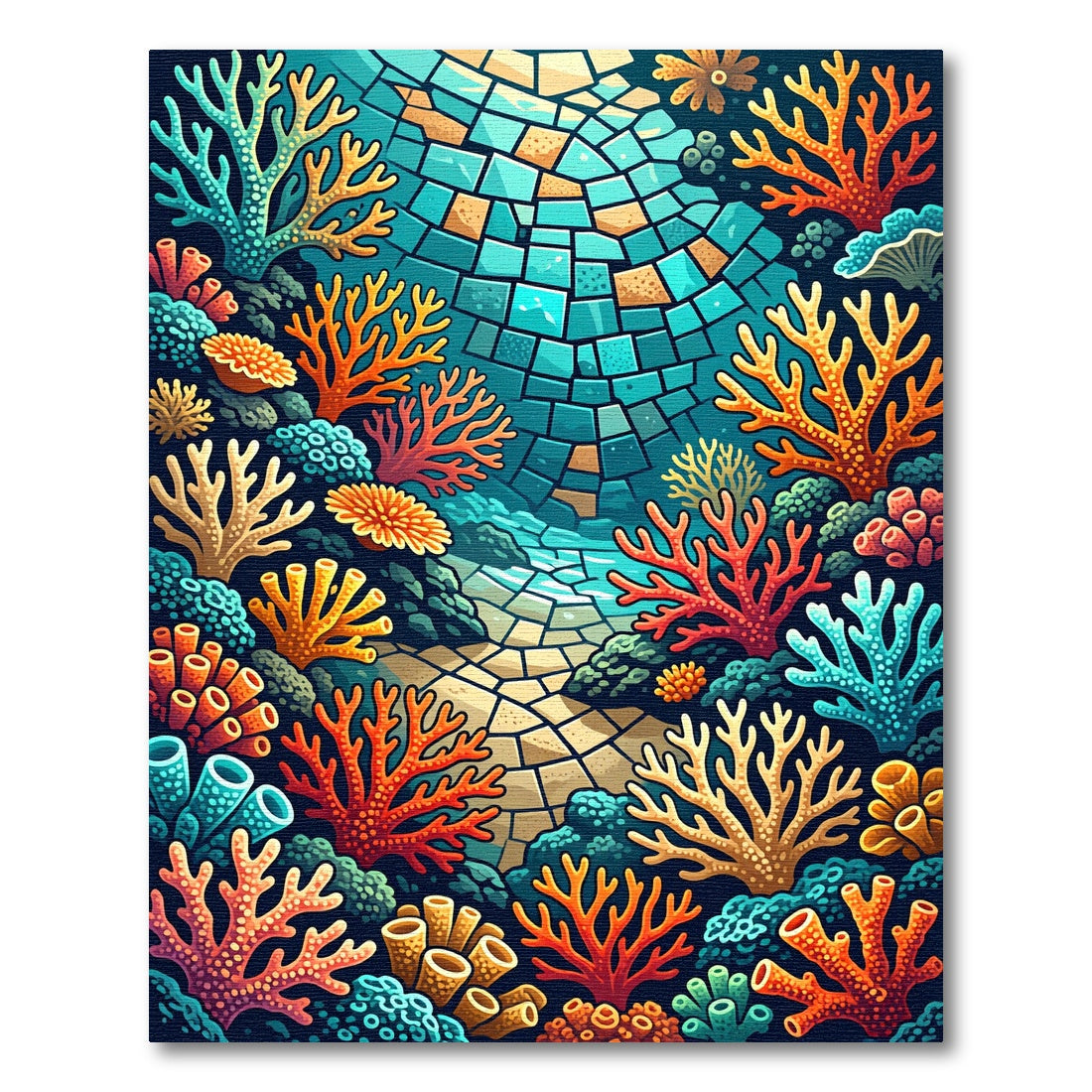 Coastal Coral Reef Mosaic Vibes Rug