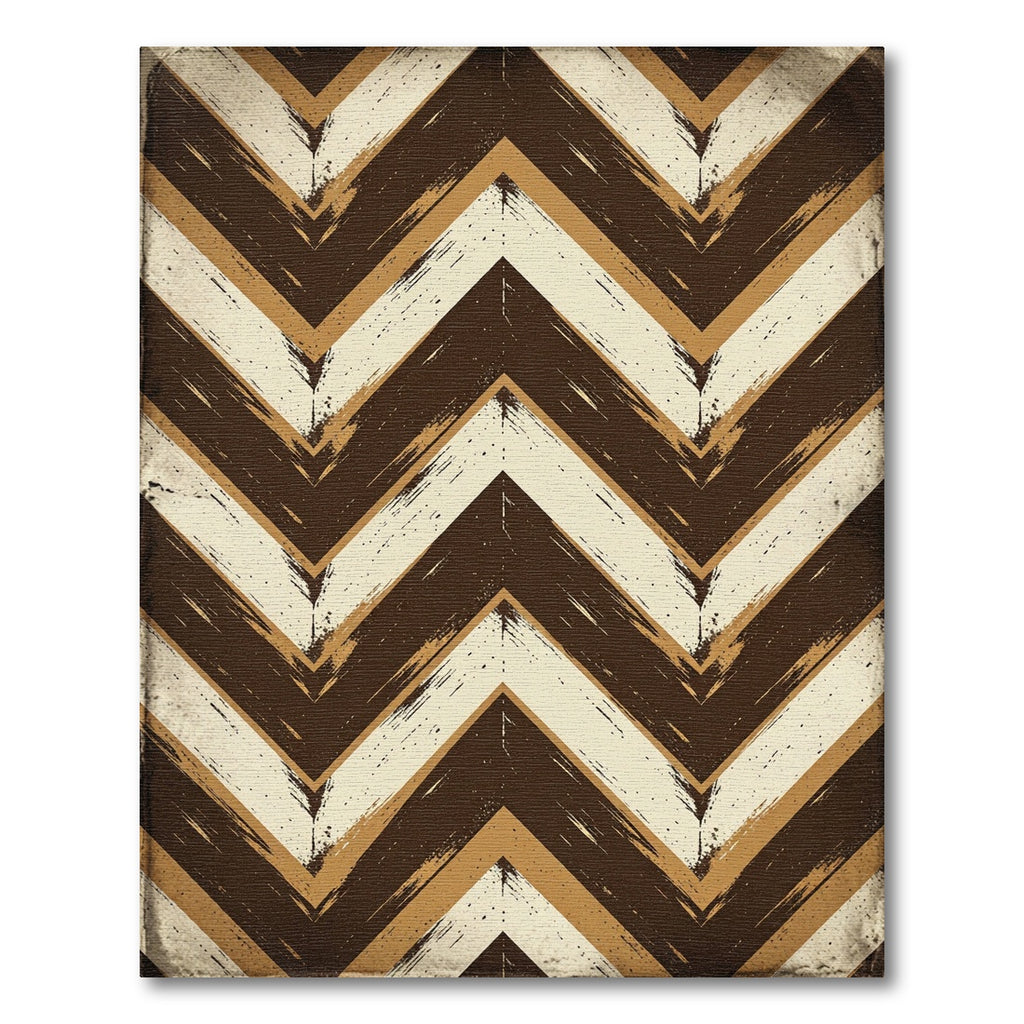 Rustic Brown White Chevron Lines Rug