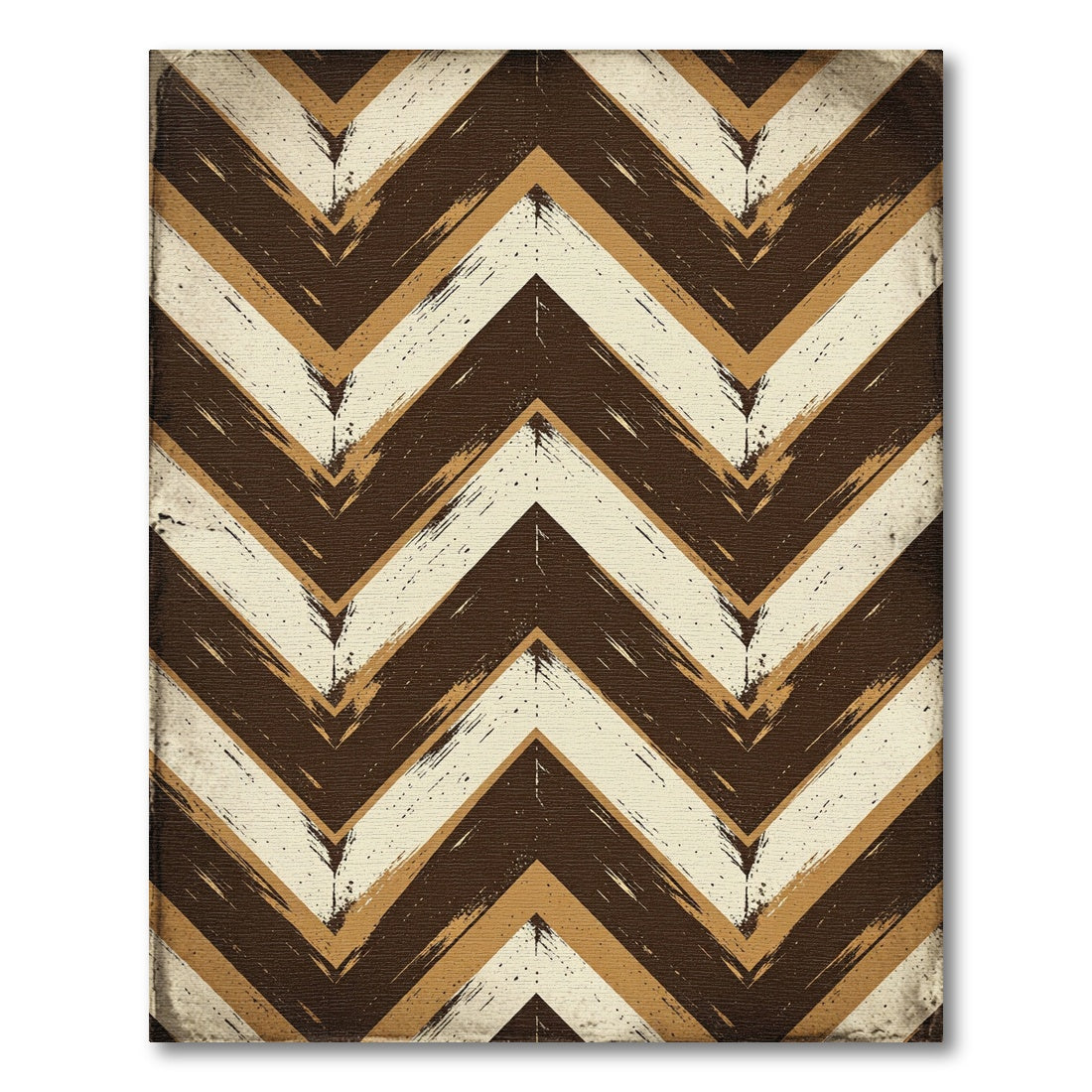 Rustic Brown White Chevron Lines Rug